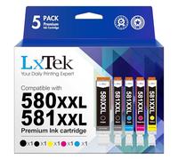 LxTek Compatibili Cartucce d'inchiostro Sostituzione per Canon PGI-580 CLI-581 XXL per Pixma TR7550 TR8550 TS6150 TS6151 TS6250 TS6251 TS6350 TS6351 TS9550 (PGBK Nero Ciano Magenta Giallo, 5-Pack)