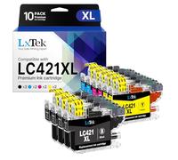 LxTek LC421XL LC-421XL 10-Pack Cartucce Compatibili per Brother LC421 XL LC421 Multipack per Brother DCP-J1050DW DCP-J1140DW DCP-J1800DW MFC-J1010DW (4 Nero, 2 Ciano, 2 Magenta, 2 Giallo)