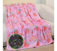 LXTOPN coperta coccolosa per bambini ragazze, che si illumina al buio, coperta per bambini con motivo fragola, coperta soffice, regalo per 3 4 5 6 7 8 9 anni