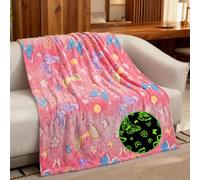 LXTOPN Coperta Morbida per Bambine con Farfalle che Luce nel Buio, Soffice Coperta in Flanella per Bambine di 3 4 5 6 Anni, Regalo