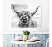 LXTOPN Nordic Highland - Stampa da parete, motivo: mucca, soggetto: altopiano scozzese, mucca, moderno, decorazione da parete per il soggiorno, senza cornice (40 x 50 cm)