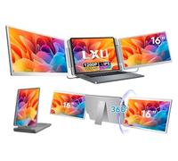 LXU Monitor portatile da 16 pollici per laptop, 2025, estensore per schermo FHD 1200P 16:10, plug-play, triplo display USB-C/HDMI per MacOS/Windows da 12 ~ 18,5 pollici, girevole a 360°