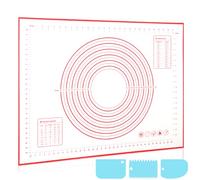 LXUDN Spianatoia per Impastare 70 * 50cm, Tappetino Silicone Cucina Antiaderente, Piano per Impastare In Silicone Con Segni di Misurazione, Silpat Con Fondo Antiscivolo (Rosso+Cazzuola), DD-288
