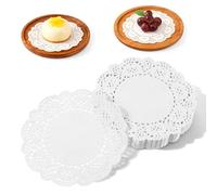 LXUEJIE 200 centrini di carta, 8,9 cm, tovagliette rotonde usa e getta, centrini bianchi per piatti per tavoli, vassoi da dessert, decorazioni per torte di nozze e compleanno