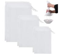 LXUEJIE Confezione da 6 sacchetti filtranti a rete fine, riutilizzabili, con coulisse a rete fine, per formaggio, succhi di frutta, caffè, tè, tofu, 3 misure