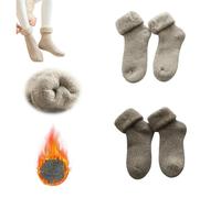LXURY 2 Paia di Calzini Invernali più Caldi in Lana addensata, Calzini Spessi Caldi Invernali Calzini Lunghi Calzini da Neve semplici casa per Le Donne (One Size,2pcs-C)