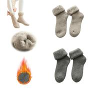 LXURY 2 Paia di Calzini Invernali più Caldi in Lana addensata, Calzini Spessi Caldi Invernali Calzini Lunghi Calzini da Neve semplici casa per Le Donne (One Size,2pcs-A)