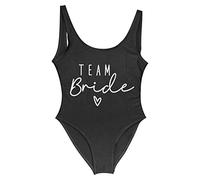 LXURY Bikini Triangolo Donna Team Bride One-Piece Costume da Bagno Squad Donne Costume da Bagno del Partito Bachelorette Costume da Bagno Estivo Beachwear Costume da Bagno-White Black,m