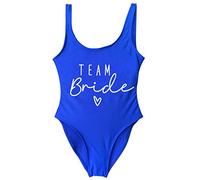 LXURY Bikini Triangolo Donna Team Bride One-Piece Costume da Bagno Squad Donne Costume da Bagno del Partito Bachelorette Costume da Bagno Estivo Beachwear Costume da Bagno-Royal Blue,m