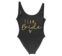 LXURY Bikini Triangolo Donna Team Bride One-Piece Costume da Bagno Squad Donne Costume da Bagno del Partito Bachelorette Costume da Bagno Estivo Beachwear Costume da Bagno-Gold Black,XXXL
