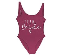LXURY Bikini Triangolo Donna Team Bride One-Piece Costume da Bagno Squad Donne Costume da Bagno del Partito Bachelorette Costume da Bagno Estivo Beachwear Costume da Bagno-Wine Red,m