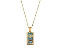LXURY Collane simboliche di tarocchi Colorati, Ciondolo con Carta dei tarocchi Smaltata Quadrata in Acciaio Inossidabile Placcato Oro 18k, Collana di Gioielli per Le Donne (Style G)