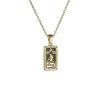 LXURY Collane simboliche di tarocchi Colorati, Ciondolo con Carta dei tarocchi Smaltata Quadrata in Acciaio Inossidabile Placcato Oro 18k, Collana di Gioielli per Le Donne (Style F)