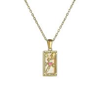 LXURY Collane simboliche di tarocchi Colorati, Ciondolo con Carta dei tarocchi Smaltata Quadrata in Acciaio Inossidabile Placcato Oro 18k, Collana di Gioielli per Le Donne (Style A)