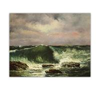 LXURY Gustave Courbet Posters《Onde》Pittura su Tela Famoso Gustave Courbet Stampe Arte Murale Moderna per La Decorazione della Casa della Camera Immagini 60x80cmx1 Senza Cornice