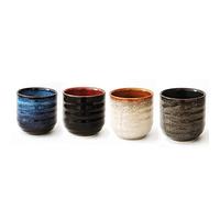 Lxuwbd Set da tè in ceramica in stile giapponese, tazza da tè, tazza da caffè, set Yerba Mate, set di tazze da mate in ceramica con 4 colori