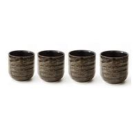 Lxuwbd set da tè in ceramica in stile giapponese, tazza da tè, tazza da caffè, set Yerba Mate, tazza da mate in ceramica, set da 4 (marrone-grigio)