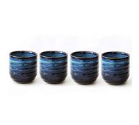 Lxuwbd Set da tè in ceramica in stile giapponese, tazza da tè, tazza da caffè, Yerba Mate, set di 4 tazze in ceramica (blu)