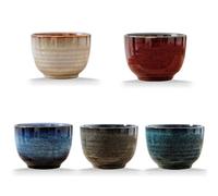 Lxuwbd Set da tè in ceramica in stile giapponese, tazza da tè, tazza da caffè, Yerba Mate, set di 4 tazze in ceramica (5 colori)