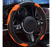 LXWUVIDD Coprivolante Auto per Fiat Qubo 2008 2009-2012 2013 2014 2015 2016 2017 2018 2019, Copertura Volante Pelle Traspirante Resistente Antiscivolo Accessori Auto Interno, Orange