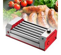 Lxwyq 750W Salsiccia Grill Cooker Machine, Hot Dogs Toaster Oven con 5 rulli 360° Rotante tostatura Automatica, Grande Colazione Salsiccia per Affari e casa