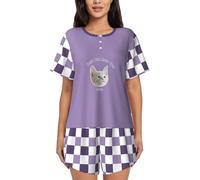 lxxZuvR Pigiama Estivo da Donna con Volto Personalizzato, Set di Pantaloncini Pigiama con Foto e Testo Personalizzati per Donna, Idee Regalo per la Mamma degli Animali Domestici