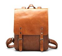 LXY Zaino in pelle vegana vintage per computer portatile, per donne e uomini, zaino in ecopelle marrone, borsa per libri, weekend, viaggio