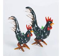 LXYAYY Gallo in cristallo di vetro fatto a mano, artigianato in vetro, regali di compleanno, decorazioni per la casa, piccoli ornamenti (colore: nero)