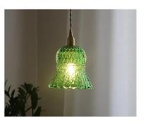 LXYAYY Lampada a Sospensione a LED retrò, Lampada a Sospensione in Vetro Vintage per la casa, Camera da Letto, Sala da Pranzo, Bar, Balcone, Lampada a Sospensione, Lusso(Green,16 * 17cm)