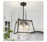 LXYAYY Lampada a Sospensione in Cristallo per Cucina, Base E12, Lampada a Sospensione Nera, Illuminazione a Sospensione Regolabile per Sala da Pranzo, corridoio,