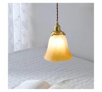 LXYAYY Lampada a Sospensione in Vetro Francese in Ottone per Sala da Pranzo, Camera da Letto, Cucina, Lampada da Comodino in Ottone Antico Europeo, Illuminazione Moderna(D14cm)