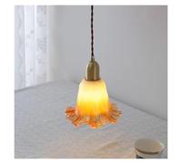 LXYAYY Lampada a Sospensione in Vetro Francese in Ottone per Sala da Pranzo, Camera da Letto, Cucina, Lampada da Comodino in Ottone Antico Europeo, Illuminazione Moderna(D17cm)