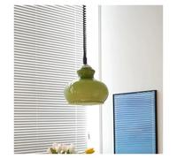 LXYAYY Lampada a Sospensione Lampadari in Vetro Nordico Colorati per Ristorante Bar Camera da Letto Soggiorno Lampadari Arancioni retrattili, Illuminazione Moderna(Green)