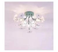 LXYAYY Lampada da soffitto in Cristallo a Petalo Verde, Stile Pastorale Francese, in Ceramica, per Camera da Letto, Guardaroba, corridoio, corridoio, Illuminazione Moderna(Trichromatic Light)