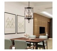 LXYAYY Lampada da soffitto in Cristallo retrò Vintage, Lampada a Sospensione Rotonda in Ferro Nero e Oro, Moderna Sala da Pranzo, Camera da Letto, Soggiorno, lampade,(Black)
