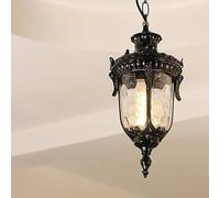 LXYAYY Lampadari da Esterno Impermeabili Patio Lampade industriali Chioschi Europei Corridoi Apparecchio Portauva Luce Pendente, Illuminazione Moderna(Black)