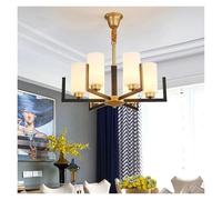 LXYAYY Lampadari retrò minimalisti compatibili con Sala da Pranzo Soggiorno Camera da Letto 3 Colori luci Pendenti a LED in Vetro lampade Pendenti Oro e Nero(Black,6 Heads)