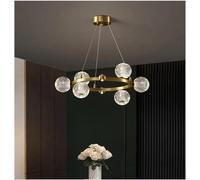 LXYAYY Lampadario a LED in Rame per Soggiorno Camera da Letto Sala da Pranzo Cucina Sfera di Cristallo Acrilico Lampada Moderna di Lusso in Oro Luci Pendenti, (6 Lights)