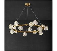 LXYAYY Lampadario a LED in Rame per Soggiorno Camera da Letto Sala da Pranzo Cucina Sfera di Cristallo Acrilico Lampada Moderna di Lusso in Oro Luci Pendenti, (18 lgihts)