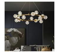 LXYAYY Lampadario a LED in Rame per Soggiorno Camera da Letto Sala da Pranzo Cucina Sfera di Cristallo Acrilico Lampada Moderna di Lusso in Oro Luci Pendenti, (15 Lights)