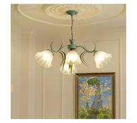 LXYAYY Lampadario a soffitto con Fiori Verdi nordici, Soggiorno, Camera da Letto, Villa, Luce Floreale Pastorale Francese, Ristorante, Lampada a Sospensione in Ferro, (4heads)
