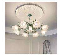 LXYAYY Lampadario a soffitto con Fiori Verdi nordici, Soggiorno, Camera da Letto, Villa, Luce Floreale Pastorale Francese, Ristorante, Lampada a Sospensione in Ferro, (9heads)
