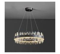LXYAYY Lampadario da soffitto Nero Moderno Rotondo LED di Lusso in Cristallo lampade a Sospensione Tavolo da Pranzo Luce a Sospensione Soggiorno lampade a Sospensione,(60cm)