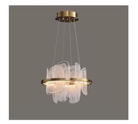 LXYAYY Lampadario di Lusso con Anello in Oro da 40/60/80/100 cm, in Vetro Nuvola, Regolabile, a Sospensione, dimmerabile, per Soggiorno, Sala da Pranzo, Illuminazione Moderna(40CM)