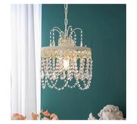 LXYAYY Lampadario Francese in Cristallo di Ferro Piccolo con Testa Singola, Lampada a Sospensione Bianca per Camera da Letto, Soggiorno, Illuminazione Moderna(D30xH35CM)