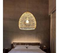 LXYAYY Lampadario in Rattan, Illuminazione a Sospensione, Lampada a Sospensione retrò, Sala da tè, Lampada a Sospensione Intrecciata, Illuminazione a soffitto per Ristorante,