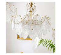LXYAYY Lampadario in Vetro Francese Soggiorno Camera da Letto Luci Decorative Lampada a Sospensione Perle postmoderne Moda nordica Illuminazione a LED in Rame, Illuminazione(60cm)