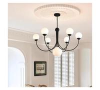 LXYAYY Lampadario in Vetro Vintage, luci Pendenti retrò in Ferro Tricolore Nordico per Camera da Letto, Soggiorno, Sala da Pranzo, Decorazioni per la casa, Lusso(Black,7heads)