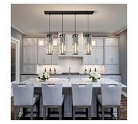 LXYAYY Lampadario Mini Lampadario di Cristallo Regolabile Apparecchio Cucina Isola per Sala da Pranzo Camera da Letto Nero Cromo, Illuminazione Moderna(4 Light)