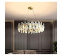 LXYAYY Lampadario Moderno da soffitto in Cristallo Grigio Fumo Rotondo/Ovale in Ottone per Soggiorno, Sala da Pranzo, Decorazione per l'illuminazione della casa,(80CM)